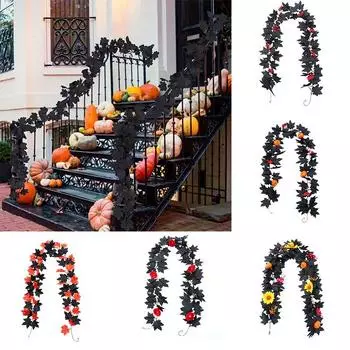 1 шт., искусственные висячие осенние кленовые листья из ротанга, гирлянда, подвесное растение, декор на Хэллоуин, День Благодарения