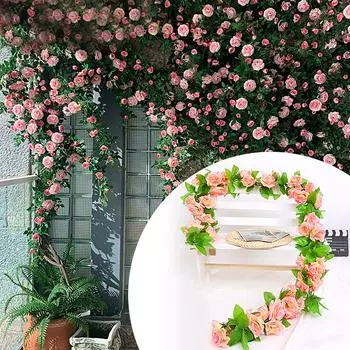 1шт искусственный имитация цветка гирлянда подвесное настенное украшение роза искусственный цветок лоза венок ротанг