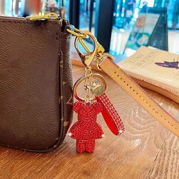 1Pc Bag Pendant Personalized And Creative Boutique 5Cm Cute Bear Keychain Inlaid With Artificial Diamond Car Keyring