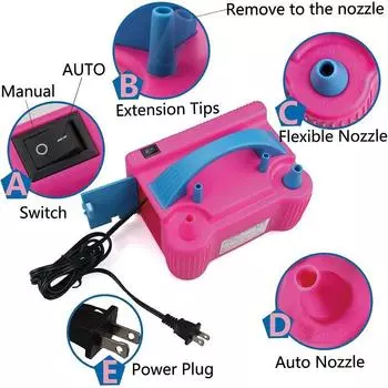 1pc, Balloon Inflatable Electric Air Pump, Birthday Party Supplies, Wedding Supplies, Double-layer Balloon Electric Pump, Party 16INCH