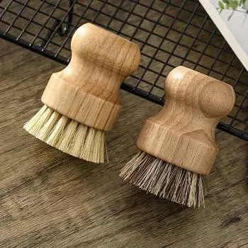 1PC Bamboo Dish Scrub Brush Soap Dish Kitchen Wooden Dish-Scrubber Cleaning Brush for Washing Dishes Cast Iron Pan Pot