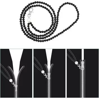1PC Bead Zipper Aid Tool Knitting Aid Dress Zipper Pull Helper Convenient for Dressing Zippers 3 Colors чёрный