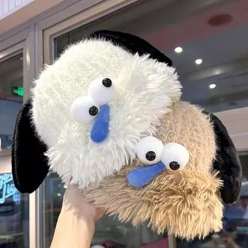 1PC Beanie Cap Outdoor Windproof Cartoon Dog Ear Protection Knitted Hat Cold-proof Soft Thickened Winter Warm Fluffy Plush