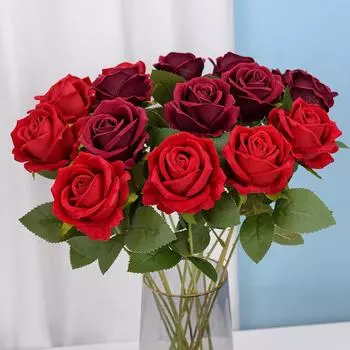 1pc Beautiful Silk Artificial Rose Flowers Branch Realistic Fake Rose for Wedding Home Decoration Valentine s Day Presents