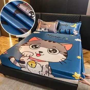 1Pc Bedsheet Smooth Bed Cover Bed Linen Silky Flat Sheet Mattress Cover 150cm*200cm