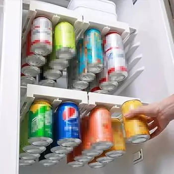 1Pc beer soda can storage rack, refrigerator rack beverage and beer rack, soda can beverage, kitchen double row container