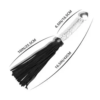 1 шт. Черная кожаная сексуальная плетка с ручкой-анальной пробкой из хрустального стекла 2-в-1 Флоггер Королева SM Секс-игрушки Секс-игрушки для пар Style 1