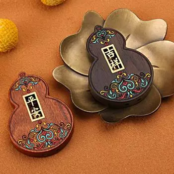 1PC Black Sandalwood Lukcy Chamrs Hanging Ornament Car Interior Decoration Rosewood DIY Hand Carved Hollow Gourd Pendant