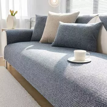 1pc Bohemian Plain Small Rhombic Chenille Non-slip Sofa Cover, Sofa Slipcover, Furniture Protector, for Bedroom Office Living Room Home Decoration 90*90cm