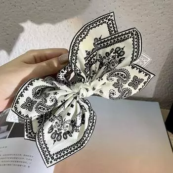 1pc Bohemian Solid Bow Hair Clips Women Bow Hair Claw Shark Clip Large Size Satin Boho Vacation Headwear Women Hair Accessories