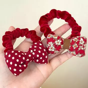 1Pc Bow Grace Ponytail Hair Rope Red New Year Lovely Ponytail Hair Accessories Headband