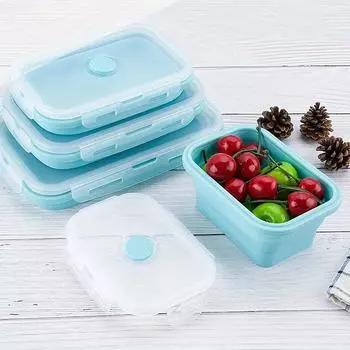 1pc BPA-Free Silicone Collapsible Lunch Box - Portable Food Storage Container for Home, Kitchen, Camping, and Picnics