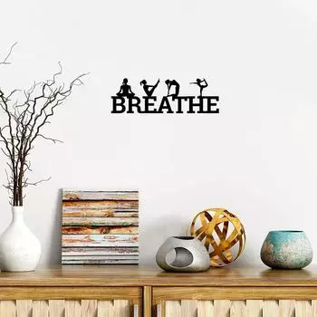 1pc Breathe With Yoga Poses Metal Wall Sign - Metal Home Decor Metal Art Wall Sign Living Room/Home Decoration Iron Art светло-зеленый