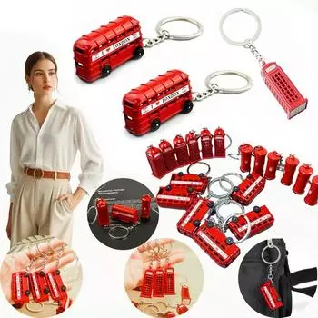 1PC Buggy Key Chain London Souvenir Bus Post Box Phone Box Small Gifts Zinc Alloy Lovely Red Uk Travelling Souvenir Multi Styles