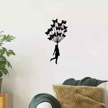 1pc Butterfly Theme Decor - Graceful Wall Art Decorations for Indoor Living Room, Black Classic with Metal Wall Hanging светло-серый