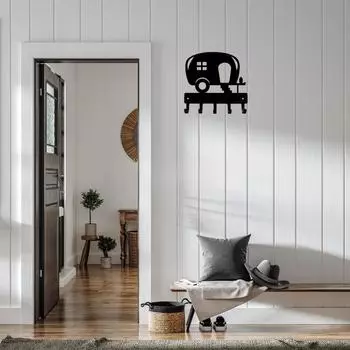 1pc Camper Key Rack Hanger - 6 inch/9 inch Wide Metal Wall Art for Home Decor and Organization светло-серый