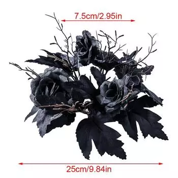 1PC Candle Rings with Artificial Leaves Halloween Mini Wreaths for Spooky Party Multiple Options Available