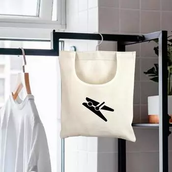 1Pc Canvas Laundry Washing Storage Bag Pouch Hanger Clothespin Bathroom Canvas Peg Bag Storage Hanging чёрный