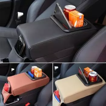 1PC Car armrest pad Auto Accessories Hand Elbow Support Cushion Box Anti-fatigue With Cup Holder Arm Rest Storager Box чёрный