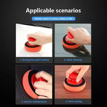 1PC Car Cleaning Cloth Microfiber Polishing Waxing Sponge Car House Maintenance Tool Car Wash Wax Handle Polishing Pad Sponge