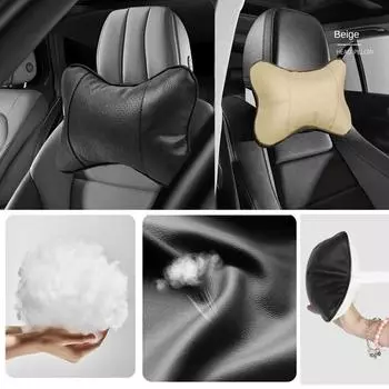 1pc Car Neck Pillows Both Side Pu Leather 1pcs Pack Headrest For Head Pain Relief Filled Fiber Universal Car Pillow