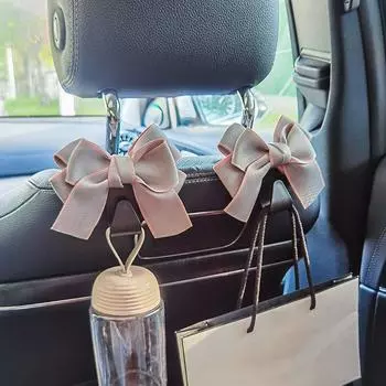 1Pc Car Seat Back Hook Creative Cute Bow Multifunctional Car Interior Decoration Products серый