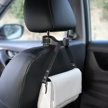 1pc Car Seat Back Hooks With Phone Holder 360° Rotation Auto Headrest Hanging Clothes Umbrella Stand Support Hook Car Supplies