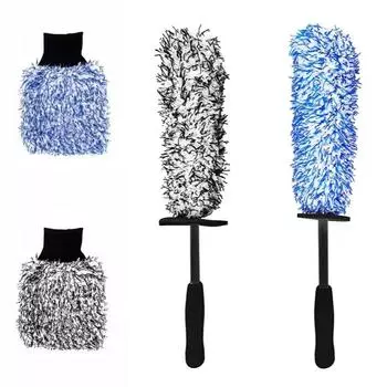 1 шт. Щетка для автомобильных колес с нескользящей ручкой из микрофибры, щетки для чистки шин, перчатка для автомойки, автомобильный аксессуар, легко чистящиеся диски, спицы