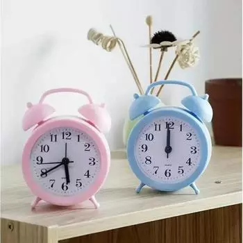 1PC Cartoon alarm clock creative bedroom bedside small alarm clock living room digital plastic clock student shuangling розовый