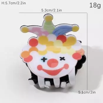 1pc Cartoon cute holiday clown small hair claw design grab clip hair ornament acetate fun hair clip Size fits all