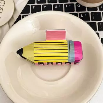 1pc cartoon pencil hair clip for women, back of head hair clip, cute smiling shark clip