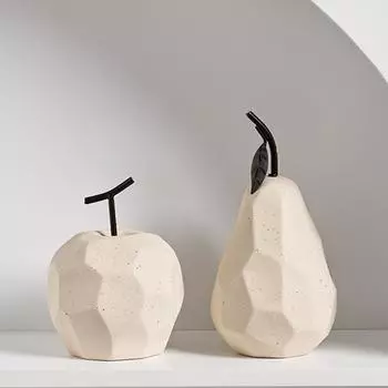 1PC Ceramic Apple Pear Living Room Fruit Ornaments Cute Fake Ceramic Fruit TV Cabinet Home Decoration