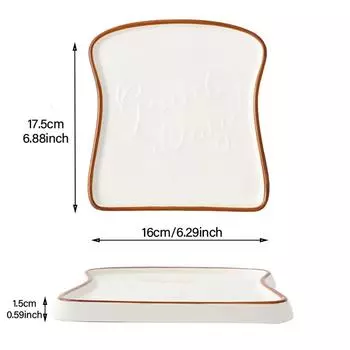 1Pc Ceramic Bread Shaped Breakfast Plate Toast Dishes Salad Fruit Snack Tray Household Tableware Dinner
