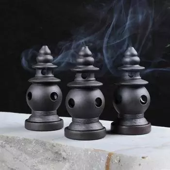 1pc Ceramic Handicrafts Chinese Classical Tower Purple Clay Incense Burner Home Decoration Tea Pet (Without Incense)