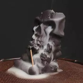 1pc Ceramic Waterfall Incense Burner, Halloween Backflow Incense Burner,Halloween Home Decor,Creative Home Aromatherapy Gifts