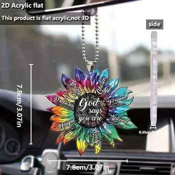1pc Charm Colorful Sunflower Car Rearview Mirror Pendant Letter Flowers Hanging Decorations