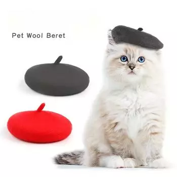 1pc Charming Pet Beret Hat - Adorable Dog & Cat Headgear for Fashionable Photoshoots, Perfect Accessory for Your Furry Friends One-size чёрный