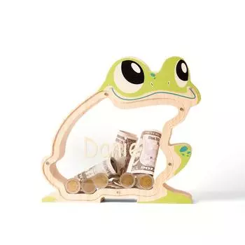 1pc Charming Wooden Penny Bank with Customizable Name Cute Frog Design, Perfect Gift for Youngsters Animal Lovers,Birthdays, Easter, Holidays Gifts Frog