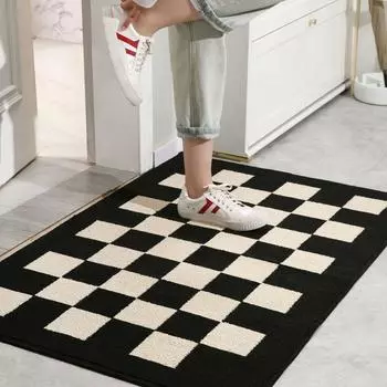 1PC, checkerboard high-class mat doormat mat into the door mat, wear-resistant dirty porch carpet, can wash home decoration 500MMx800MM