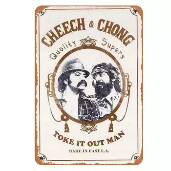 1pc CHEECH & CHONG TOKE IT OUT MAN Metal Tin Sign 8 x12 /20cm*30cm Vintage Plaque Decorative Wall Art Wall Decor Room Decor чёрный