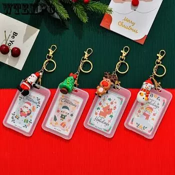 1PC Чехол для карты с брелоком для ключей, держатель для банковской кредитной карты, пластиковый мультяшный студенческий билет, держатель для автобусной карты