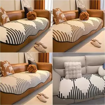 1PC Chenille Fabric Sofa Slipcover Non-Slip Pets Kids Cats Sofa Cushion Mat Anti-dirty Couch Seat Cushion Towel for Living Room 90x90 A