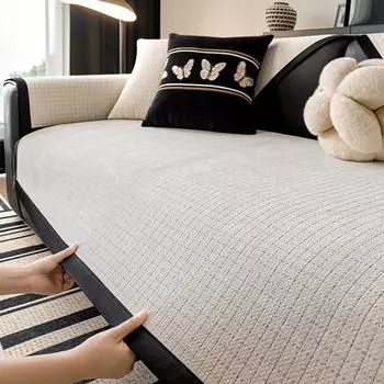 1pc Chenille Solid Color Sofa Cover Universal Non-Slip Couch Mat Dust-proof Anti-Cat Scratch Sofa Cushion Towel for Living Room A 70x70