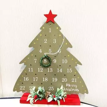 1PC Chic Calendar Rattan Hoop Wooden Desktop Ornament Countdown Christmas Tree Creative
