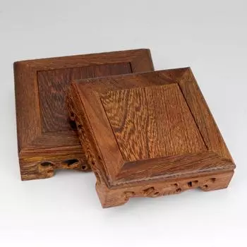 1pc Chicken Wing Wood Retro Miniatures Base Bonsai Plant Shelf Solid Wood Multipurpose Display Stand Handcrafted Square 8*8*3.8cm