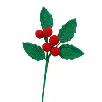 1pc Christmas Bouquet Series Finished Hand-woven 2025 Crochet Flower Bouquet Creative Holly Acorn Christmas Decorations Gift