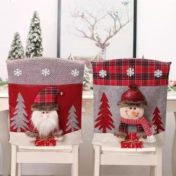 1PC Christmas Chair Cover 3D Cartoon Home Table Dinner Chair Doll Seat Cover Decoration Xmas Party New Year Home Decoration