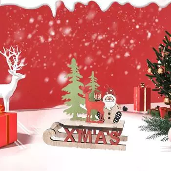 1pc Christmas decorations wooden assembly DIY sleigh ornaments window display creative gifts Santa Claus deer car