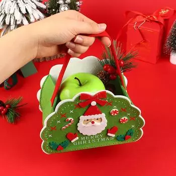1Pc Christmas Party Children Candy Tote Bags Felt Fabric Santa Claus Gift Bags Diy Christmas Storage Bags Holiday Decoration one size