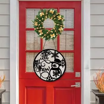 1pc Christmas smile snowman let it snow acrylic wooden double wall plaque, home party decoration wall hanging, acrylic wooden plaque hanging Pack of 1